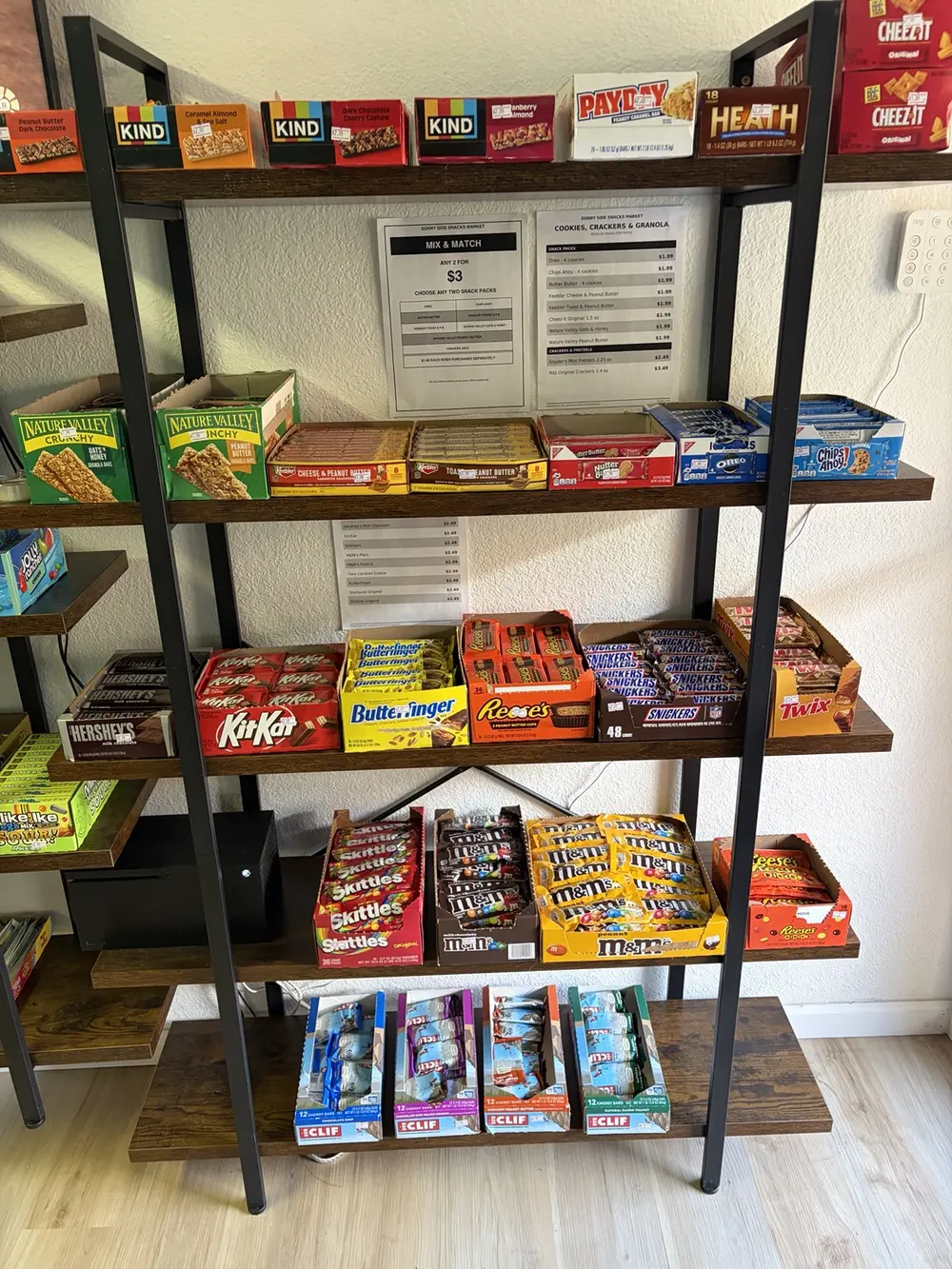 Candy and nutrition bars freshly stocked on store shelves