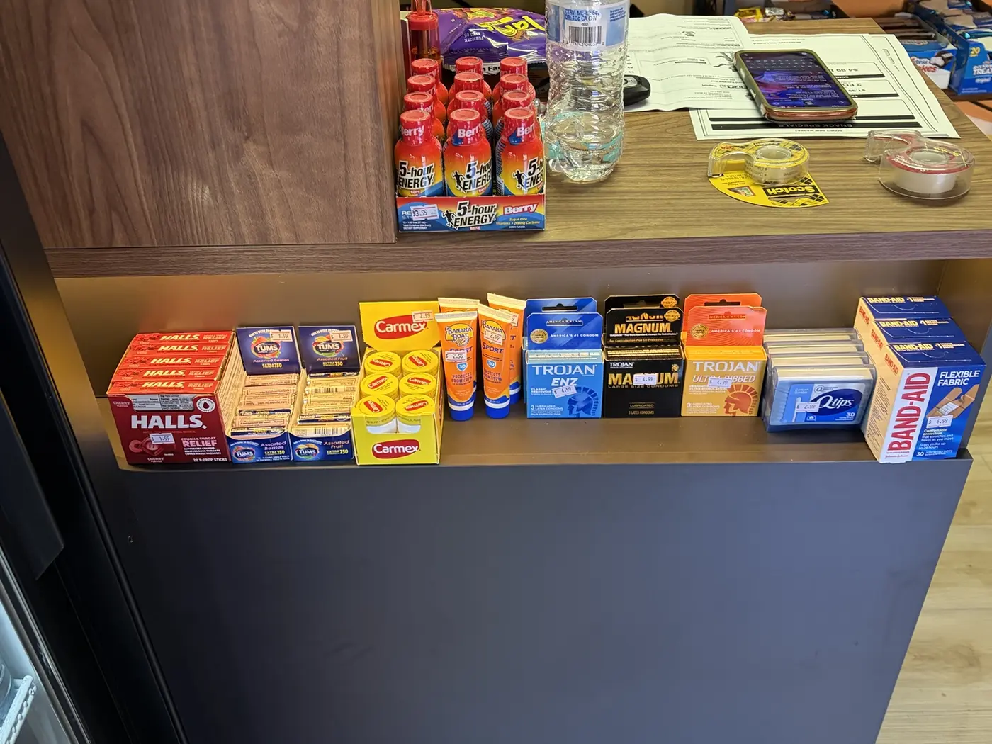 Medicine and personal essentials on the Sunny Side Market counter