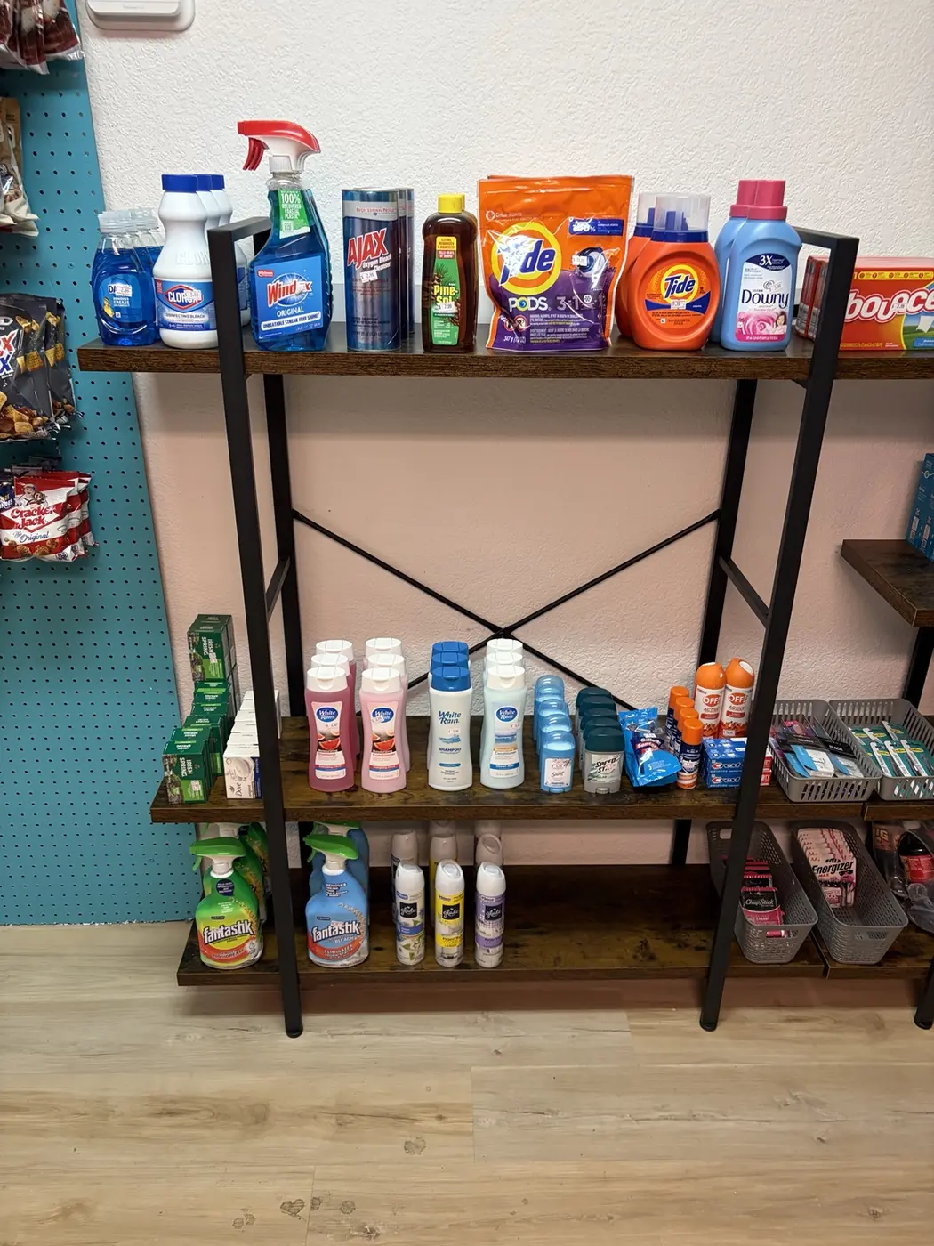 Cleaning, laundry, and personal-care products stocked at Sunny Side Market